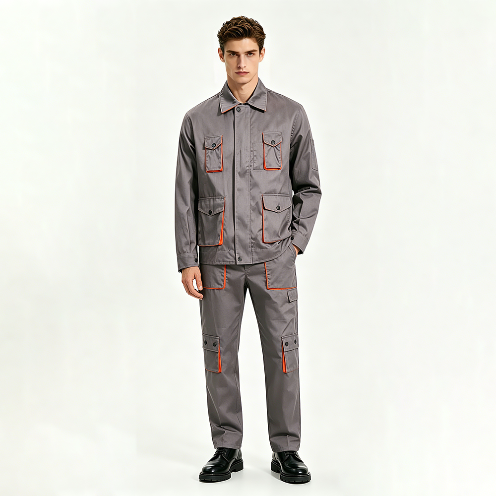 Ensemble de v&ecirc;tements de travail gris &agrave; manches longues printemps-automne