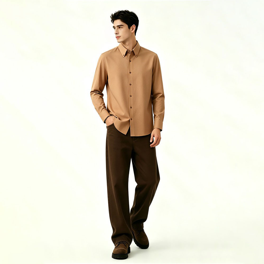 Chemise d&eacute;contract&eacute;e pour homme, coupe ajust&eacute;e, sans repassage