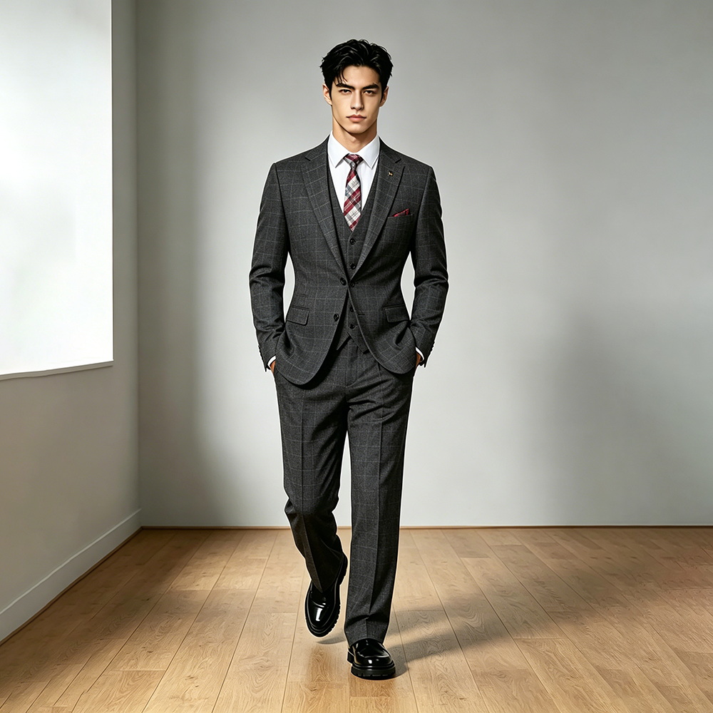 Costume trois pi&egrave;ces &agrave; carreaux pour hommes