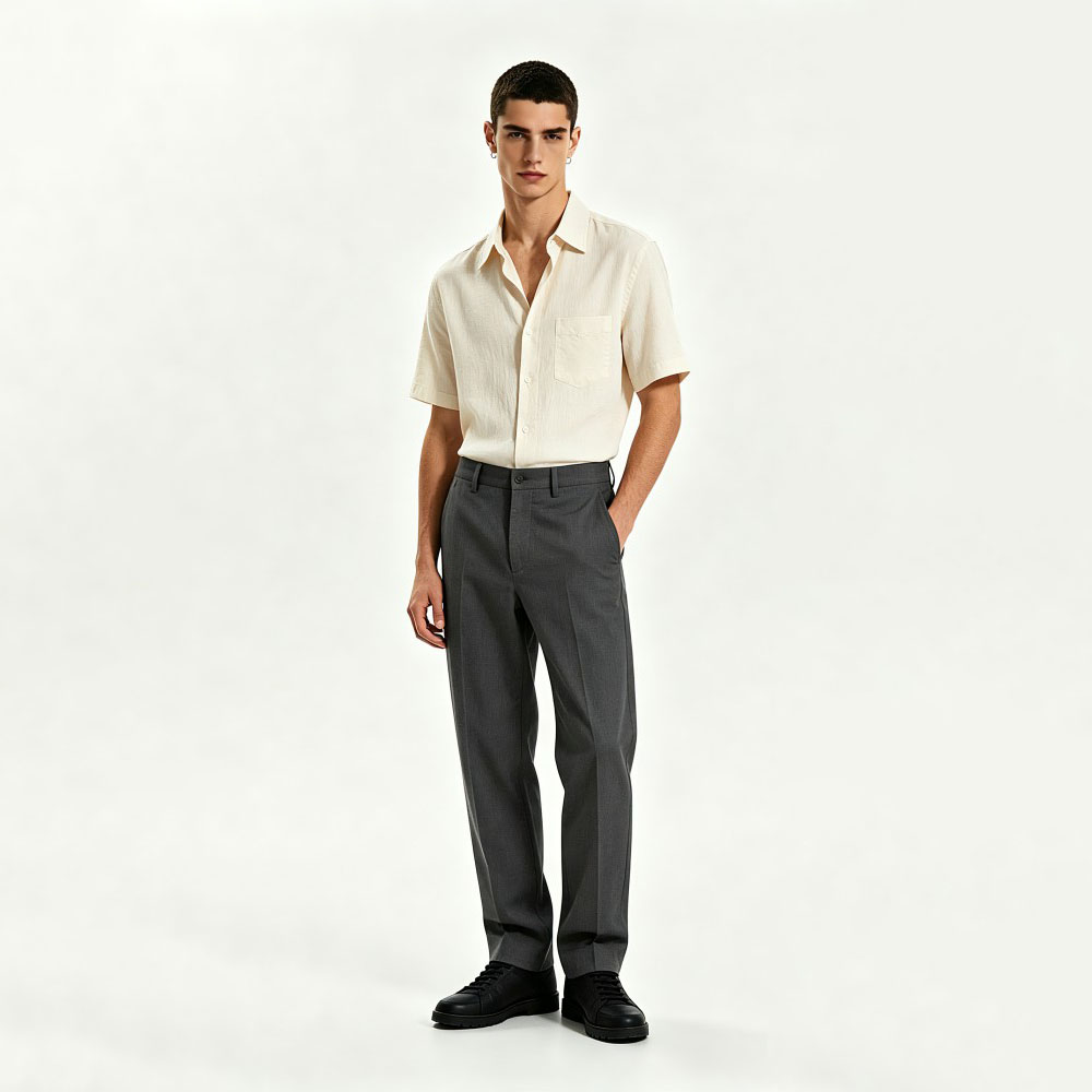 Pantalones de vestir de frente plano resistentes a las arrugas de primavera