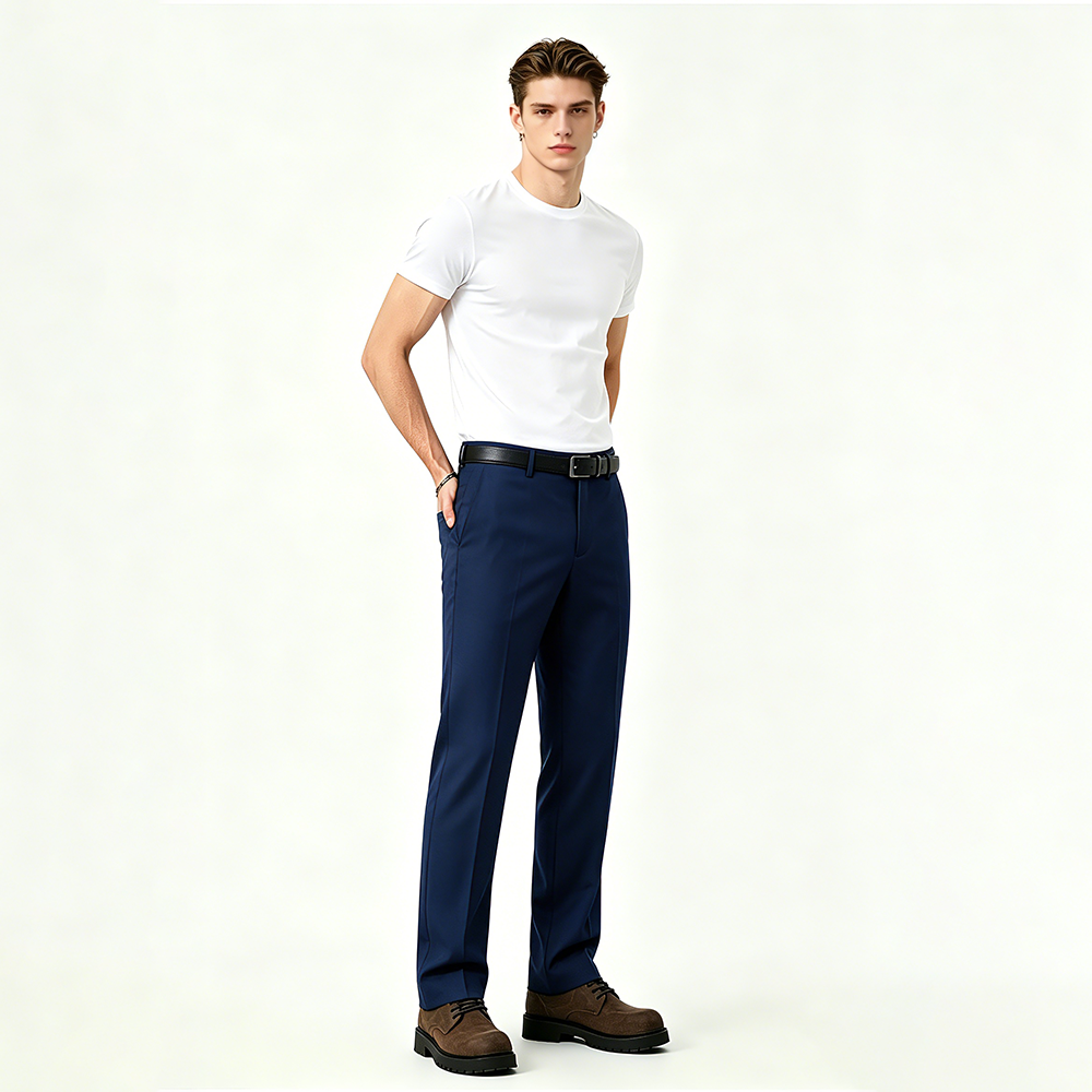 Pantalones de oficina formales de pierna recta transpirables de tejido fino