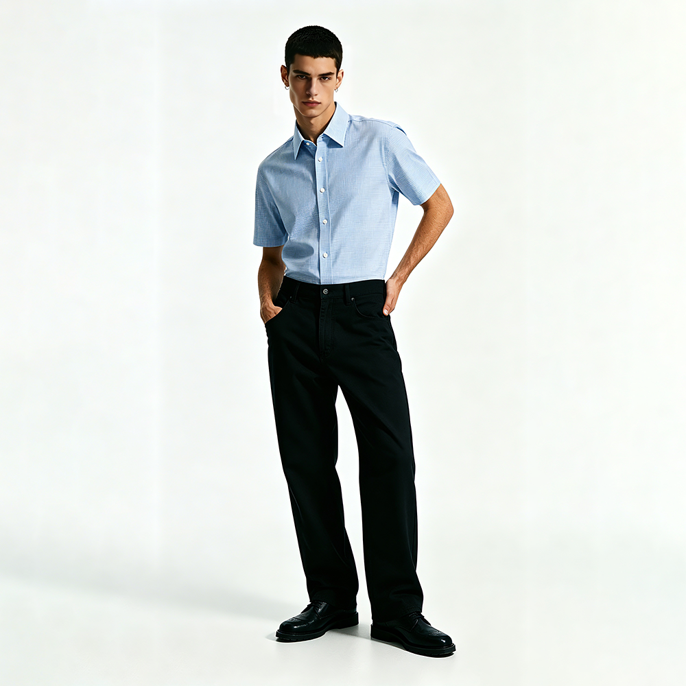 Camisa de verano de algod&oacute;n sin planchar para hombre de talla grande